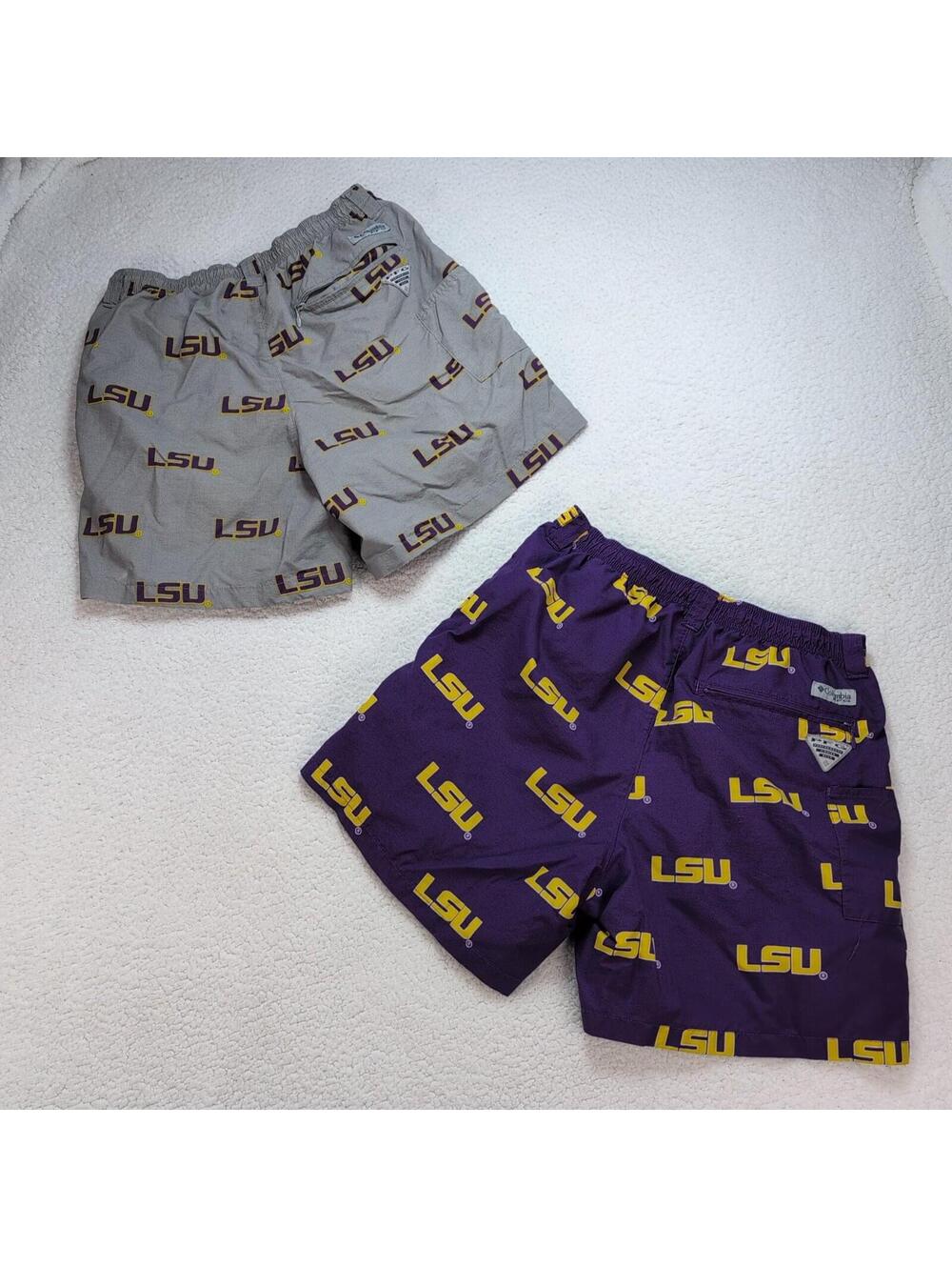 Columbia PFG LSU Tigers Swim Trunks Mens Small 6 Lined Shorts Lot of 2